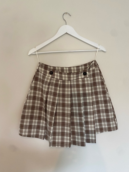 Blashe Dresses & Skirts - Brown and Cream Plaid Pleated Skirt